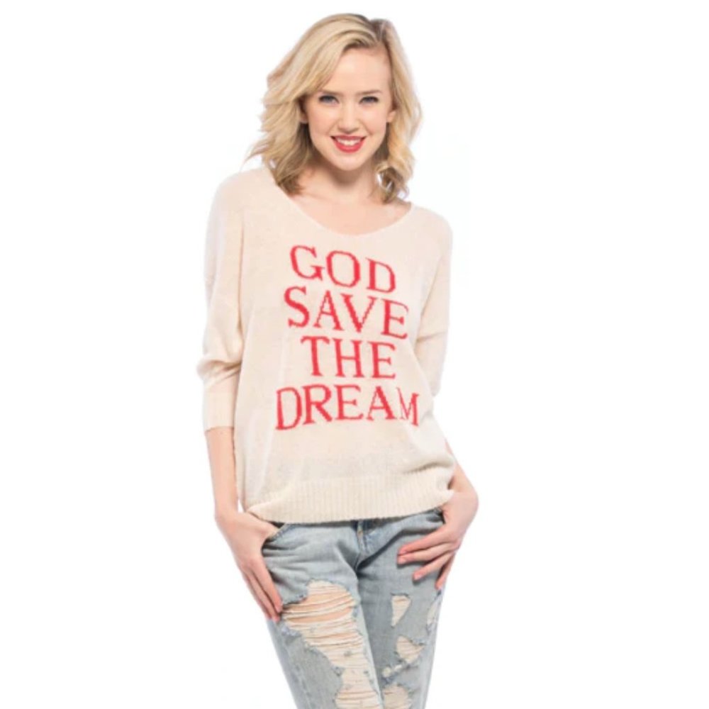 BRAND NEW - Never worn WILDFOX  "God Save The Dream Sweater" Size XS